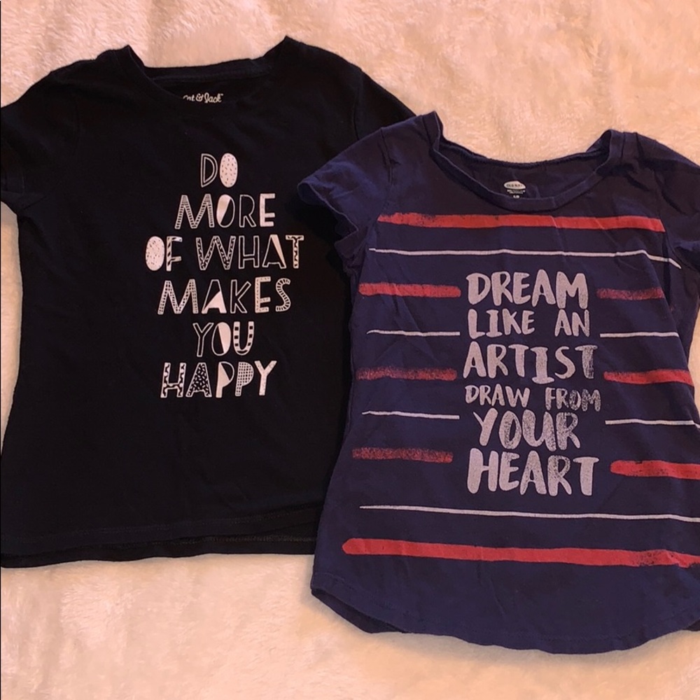 Wrinkled but iron fixable little girls tees.